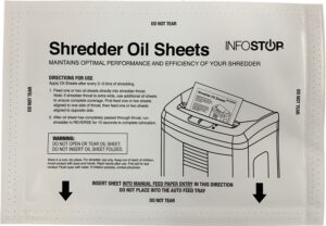 Paper shredder oil sheets